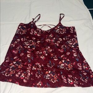 Hollister Floral Burgundy Women's Top